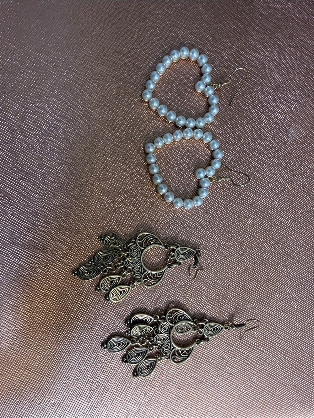 Pearl Heart Hoop Earrings — White Faux Pearl Heart Earrings